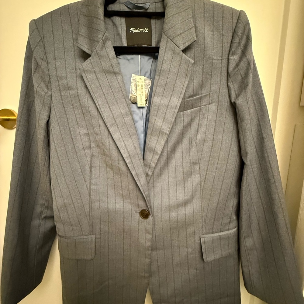 NWT Madewell Blue Pinstripe Blazer